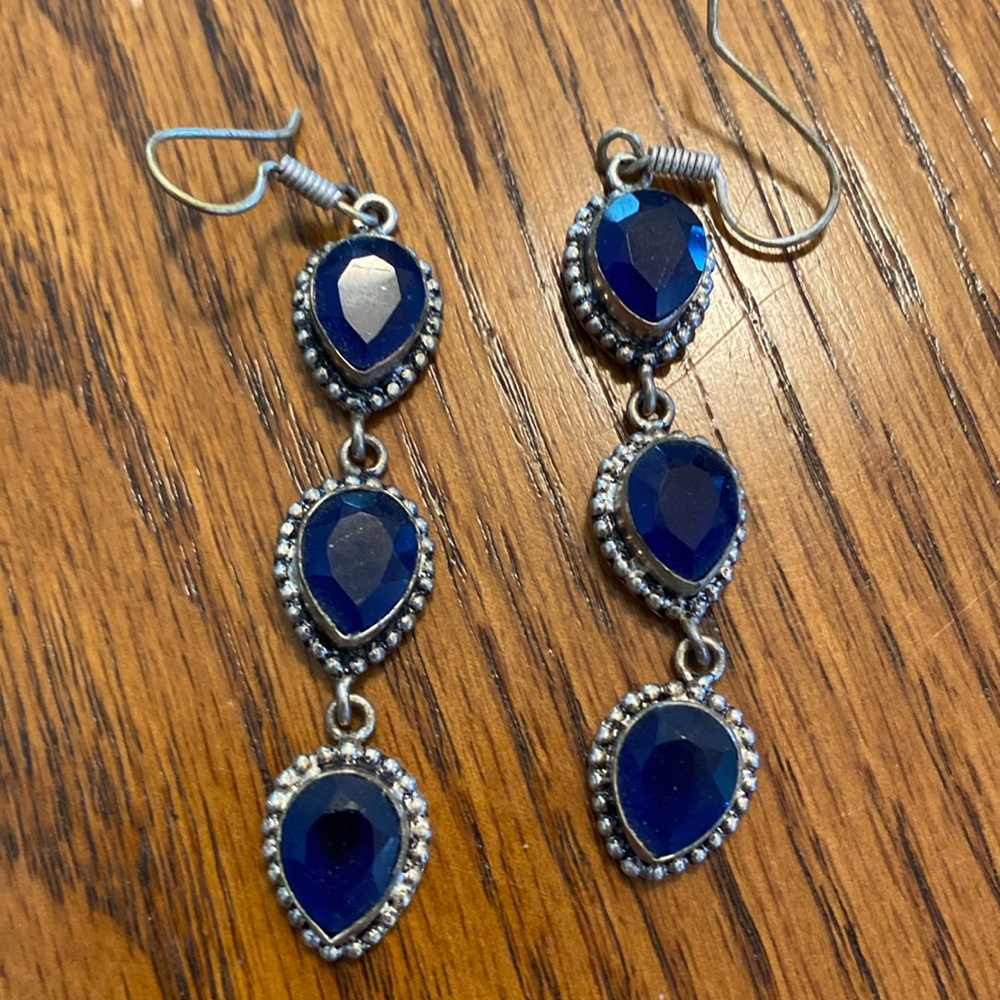 Blue stone drop earrings